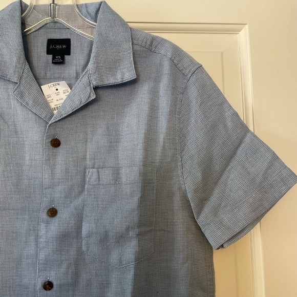 J.Crew Factory Short-sleeve textured dobby camp shirt Blue Men’s Size XS NWT - Picture 5 of 9